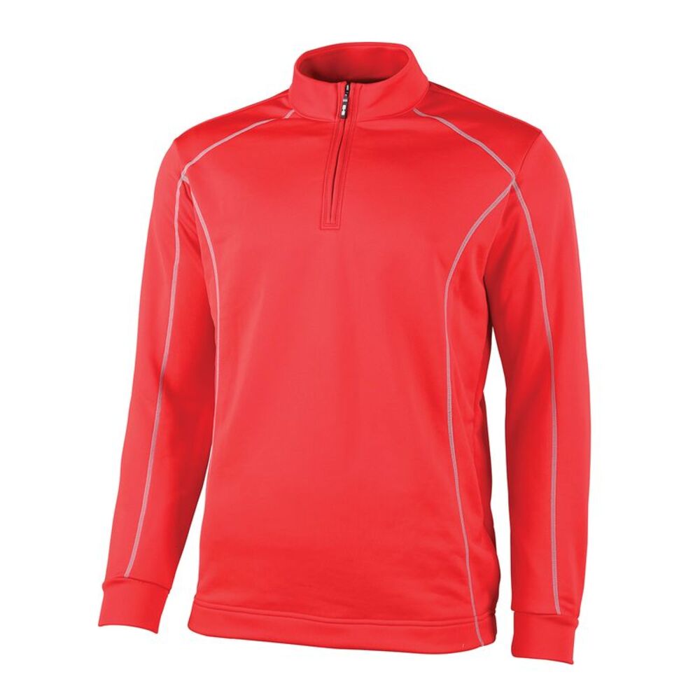 Rhino Mens Casual Sports Athletic Seville 1/4 Zip Midlayer Breathable Top / Red